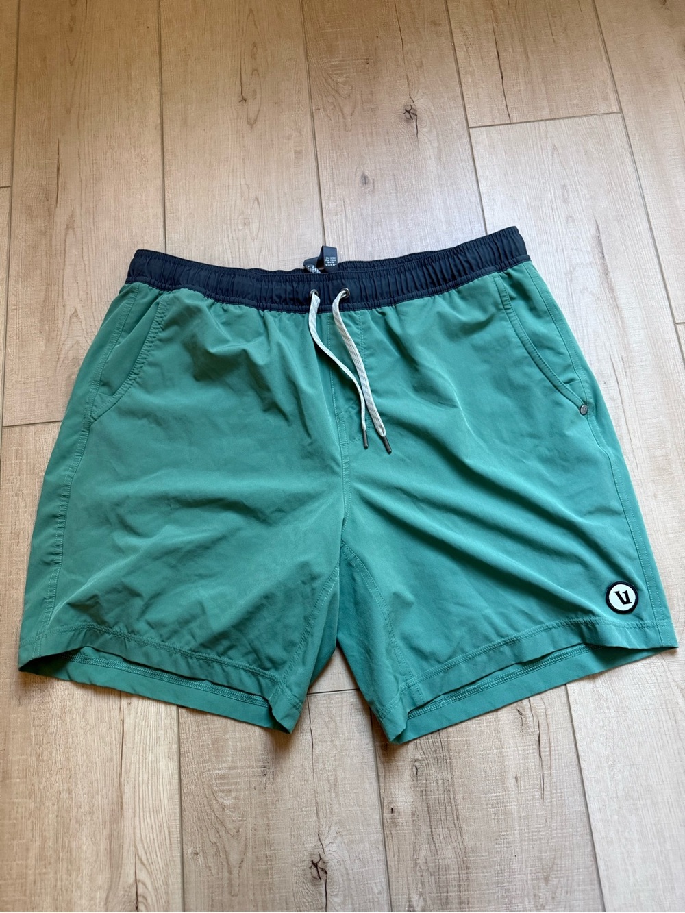 Vuori Men's Teal Athletic Shorts with Black Waistband XL